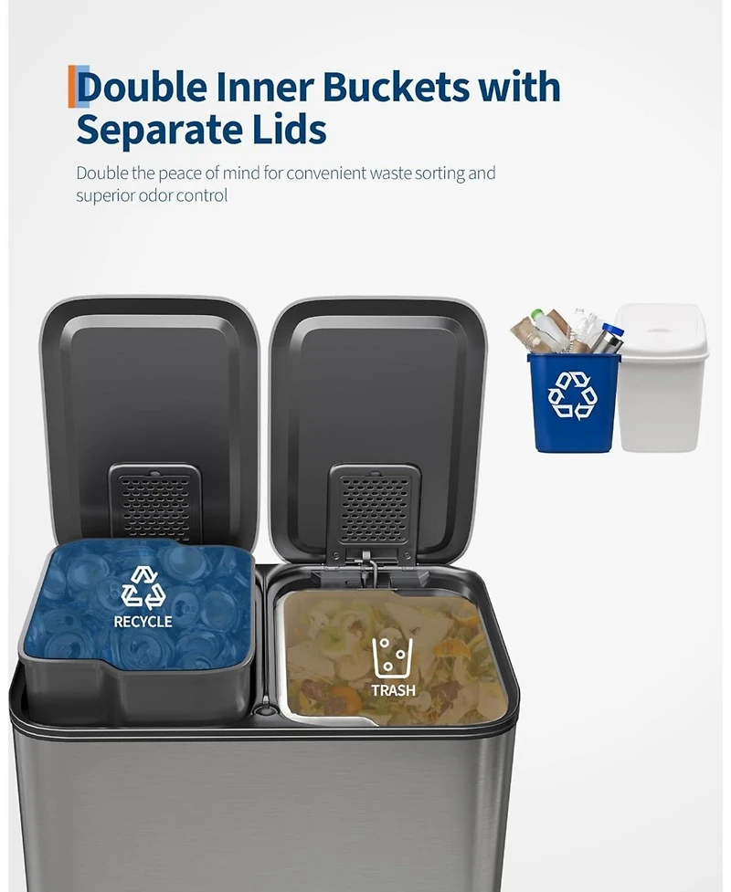 gaomon 2 x 4 gal Dual Compartment Kitchen Trash Can