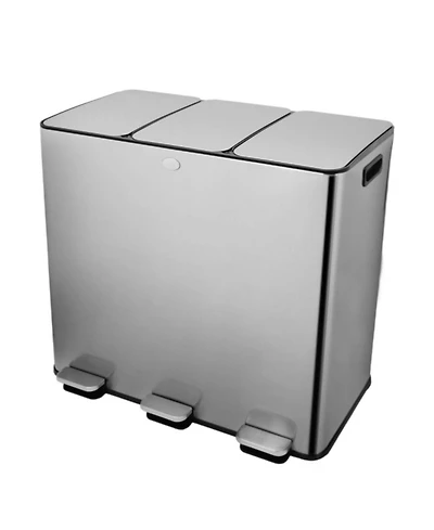 gaomon 3x30L Stainless Steel Recycling Trash Can with Soft Close Pedal Lids, Kitchen Bin for Home, Office