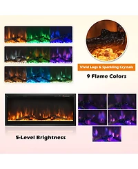 Ecooso Electric Fireplace in-Wall Recessed with Remote Control and Adjustable Color and Brightness