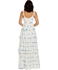 Dress The Population Women's Monica Square Neck Tiered Floral Maxi Dress