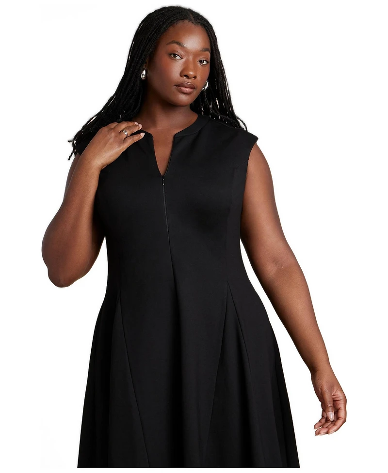 Eloquii Women's Notch Seam Detail Ponte Dress