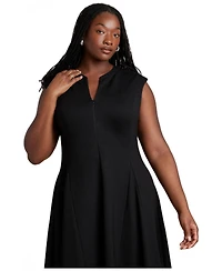 Eloquii Women's Notch Seam Detail Ponte Dress