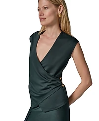 Donna Karan New York Women's Sheen Ponte Faux Surplus Top