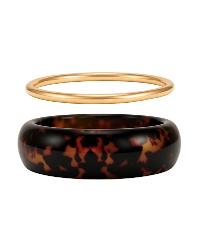 Guess Gold-Tone Tortoise Hinged Bangle, 2-Piece Set