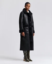 Avec Les Filles Women's Maxi Reversible Faux Fur Coat