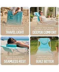 Ostrich The Ladies Comfort Lounger, Foldable Beach Pool Tanning Chair, Aqua