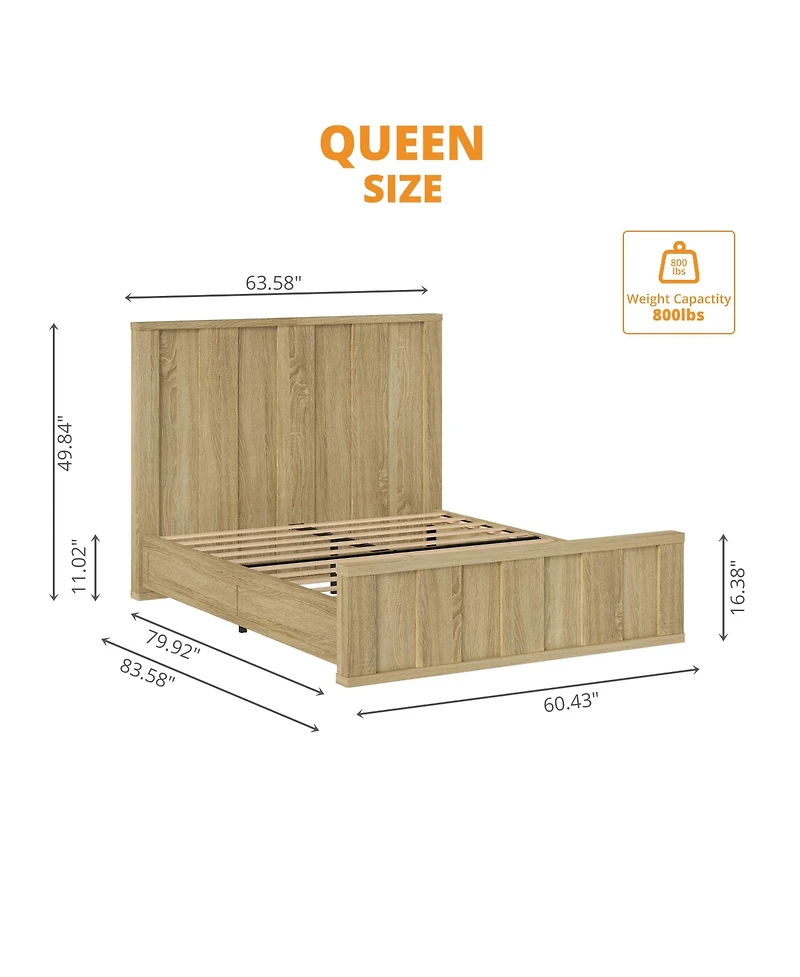 Gaomon Wood Panel Platform Bed Frame with Slat Support System