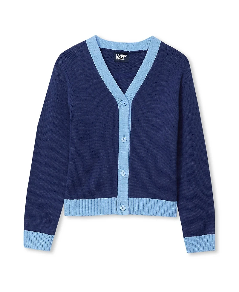 Lands' End Big Girls Plus Long Sleeve Cardigan
