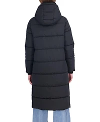 Sebby Collection Women's Long Hooded Faux Fur Trimmed Puffer Coat