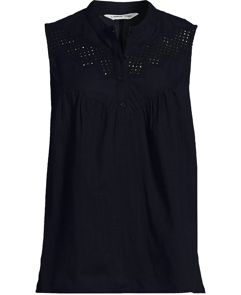 Lands' End Plus Sleeveless Eyelet Pullover Top