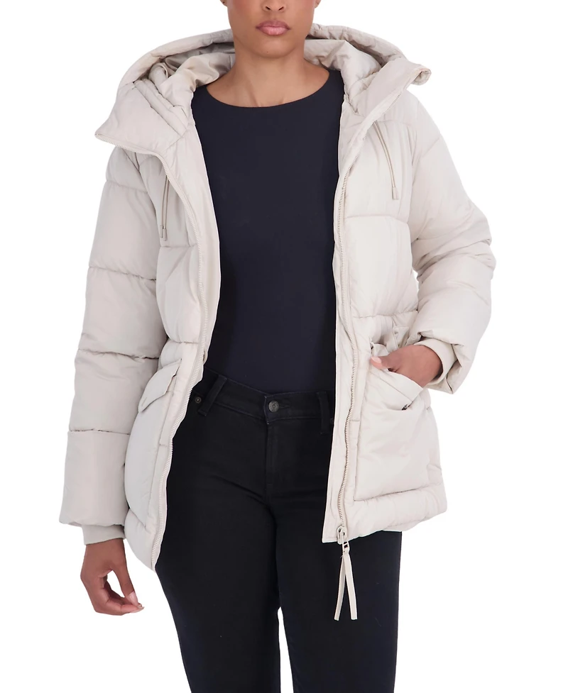 Sebby Collection Women's 3/4 Hooded Puffer Coat