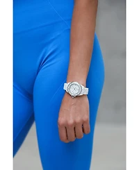 Peugeot Women's 36mm White Genuine Ceramic Strap Watch with Sport Bezel
