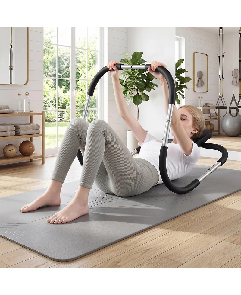 Gymax Portable Ab Trainer Fitness Crunch Workout Exerciser with Headrest Home Office Gym