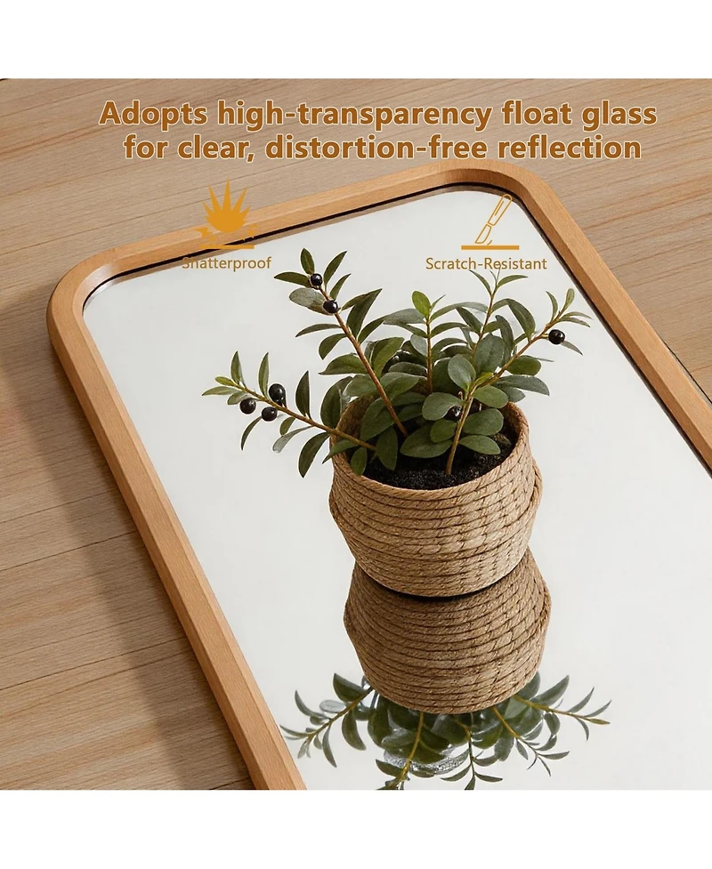 Phying Full Length Mirror 2-in-1 Freestanding and Wall Mounted Dressing Mirror Sturdy Wood Frame Floor Body Mirror for Bedroom Living Room