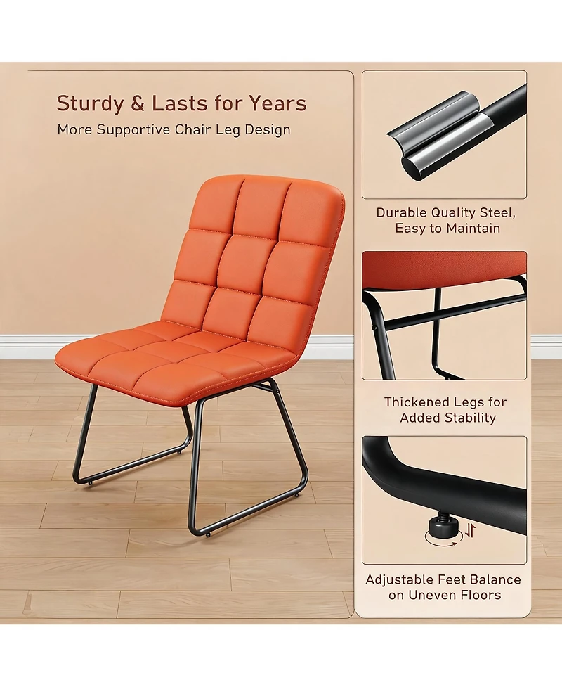 homfan Faux Leather Dining Chairs Set of 4, High-Resilience Foam, Upholstered Dining Room Chairs with Metal Frame