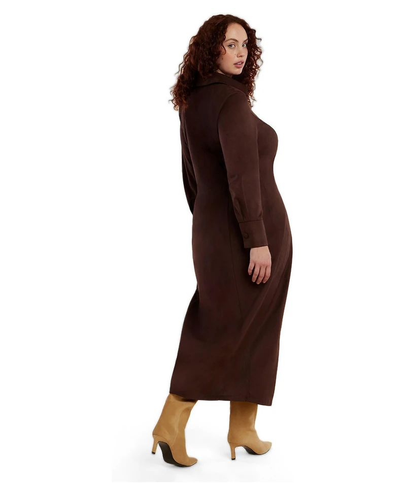 Eloquii Women's Plus Suede Shirt Dress