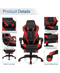 Gouun Adjustable Gaming Chair with Retractable Footrest and Lumbar Pillow