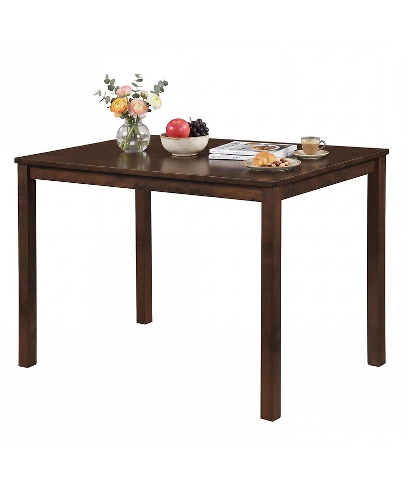 Gymax Farmhouse Kitchen Table Rectangular Dining Table with Solid Rubber Wood Frame