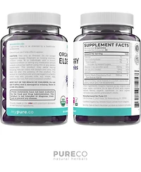 Pure Co Elderberry Gummies, Elderberry with Vitamin C and Zinc, 60 Gummies