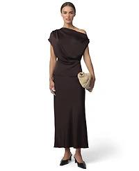 Joe's Jeans Women's Isla Asymmetrical Satin Drape Neck Blouse