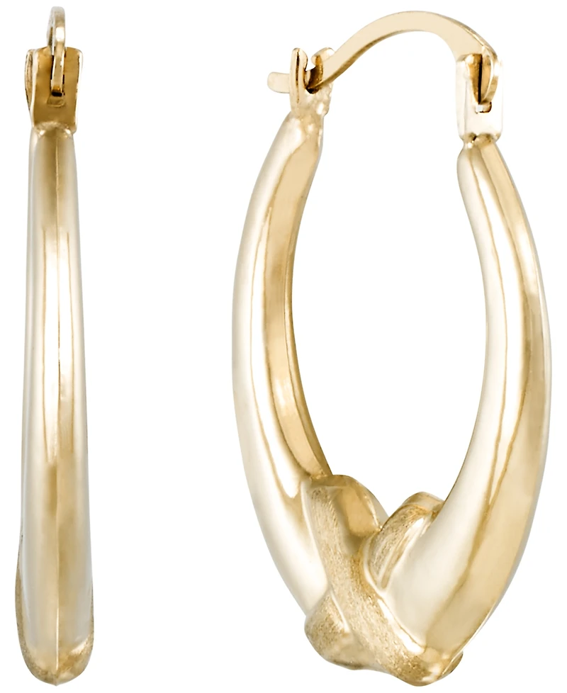 Macy's Polish Satin X Hoop Earrings in 14k Yellow Gold