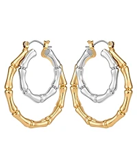 Guess Two-Tone Mixed Texture Hoop Earrings