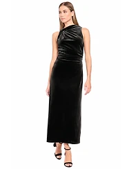 Donna Morgan Women's Velvet Knot Shoulder Midi Dress