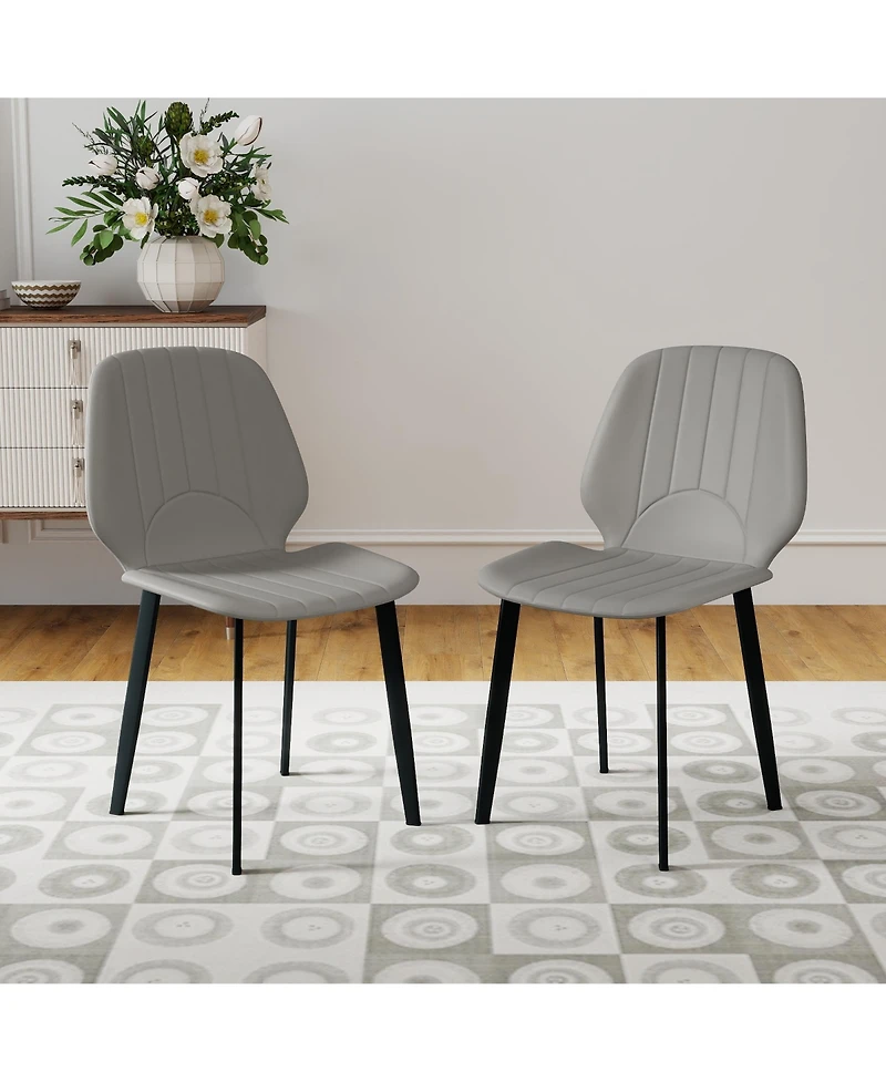 Decksplore Dining Chairs Modern Dining Room Chairs with Comfy Backrest Thick Upholstered Kitchen Chairs Sturdy Metal Legs