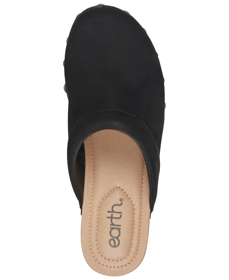 Earth Women's Kimber Leather Studded Block Heel Clogs