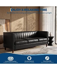 gaomon 81'' Modern Leather Couch for Living Room, Mid Century Sofa with Deep Seat, Chesterfield 3 Seat Office
