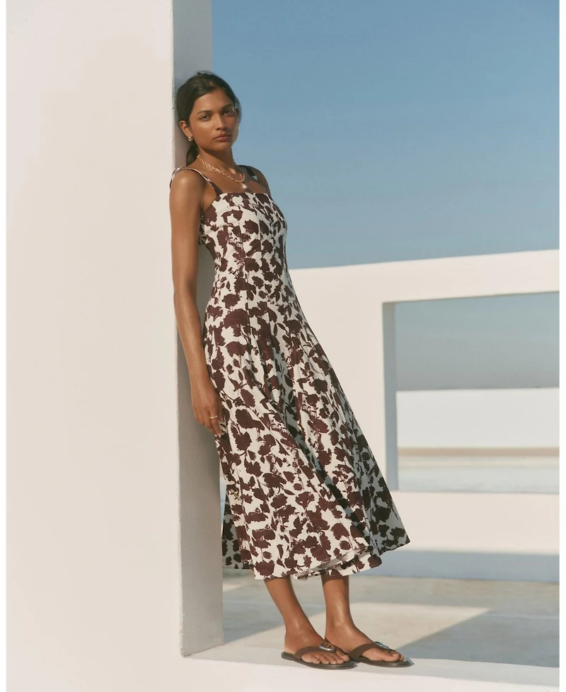 Mint Velvet Women's Linen Blend Printed Midi Dress