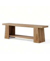 Slickblue Farmhouse Style Wooden Bench with Rustic Warm Wood Finish