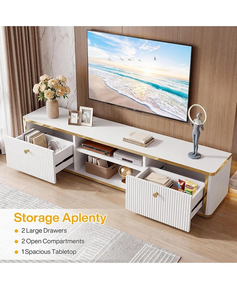 Tribesigns Floating Tv Stand with 2 Drawers,Wall Mounted Media Console