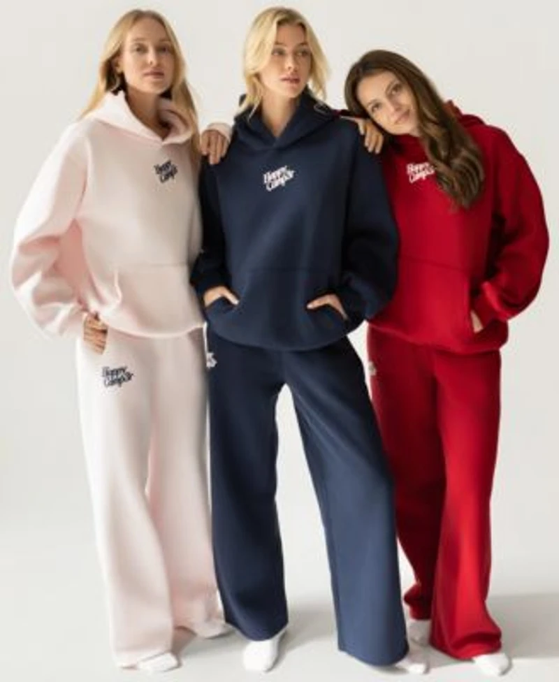 The Happy Camp3r Womens Puff Series Hooded Sweatshirt Wide Leg Sweatpant Matched Set