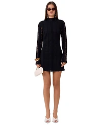 Rachel Roy Women's Lucia Mini Long-Sleeve Lace Mock-Neck Dress