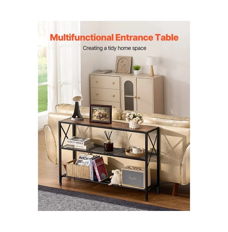 Slickblue 41.7-In Narrow Console Table with 3-Tier Storage Shelves