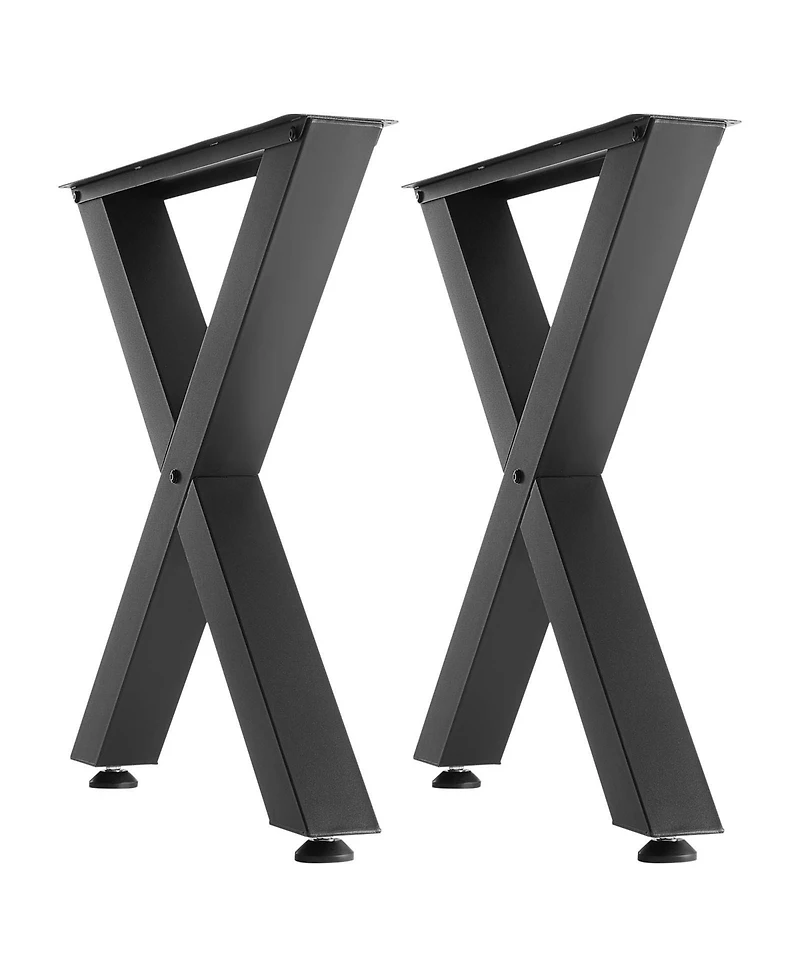 Sugift 29.5 Inch X-Frame Steel Table Legs 31.1 Inch Wide 2204 Lbs Load Capacity Set of 2