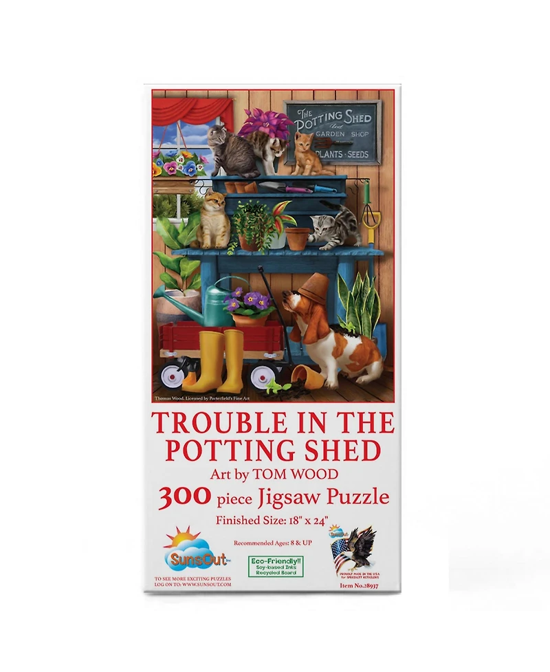SunsOut Trouble in the Potting Shed 300 Piece Jigsaw Puzzle, Ages 15+