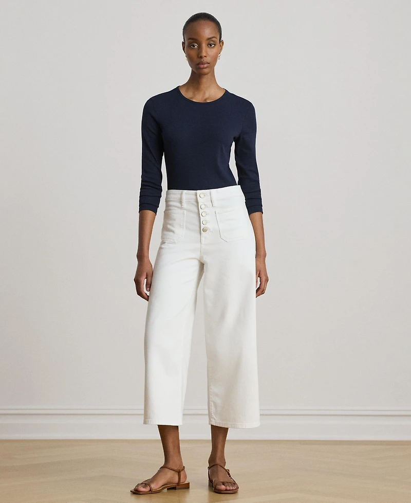 Lauren Ralph Cotton-Blend Long-Sleeve Top