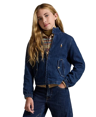Polo Ralph Lauren Girls' 7-16 Indigo Mock Neck Denim Jacket
