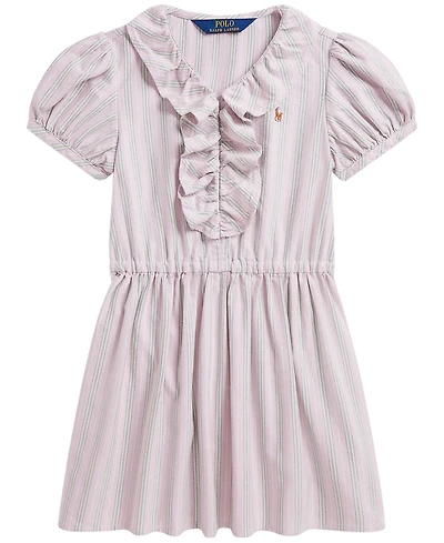 Polo Ralph Lauren Girls' 2T-6X Ruffle-Trim Cotton Oxford Shirt Dress