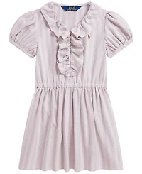 Polo Ralph Lauren Girls' 2T-6X Ruffle-Trim Cotton Oxford Shirt Dress