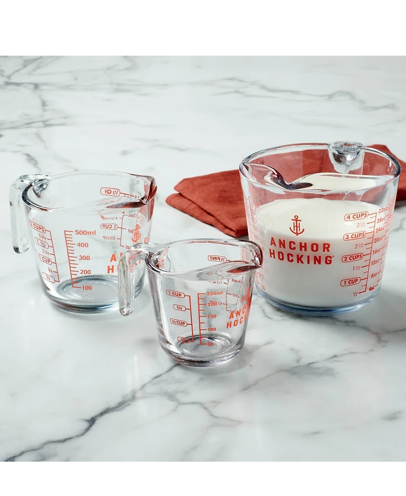 Anchor Hocking Glass 3-Piece Measuring Cup Set