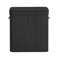 SongmicsHome Bamboo Laundry Basket, Removable Bag with Lid and Handles, Machine Washable, Laundry Room, 39.6 Gallons
