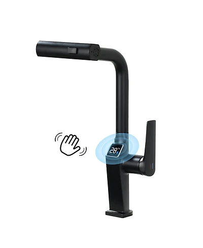 Thirtypeachy Touchless Pull-Out Kitchen Faucet with Led Temperature Display, 3-Function Sprayer and 360degree(s) Swivel
