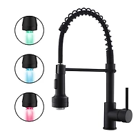Thirtypeachy Single Handle Pull-Down Kitchen Faucet with Led Sprayer, High Arc 360degree(s) Swivel Commercial Sink Tap