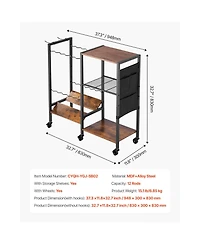 Sugift 12 Rod Mobile Fishing Rod Rack with Storage Shelves and 6 Locking Caster Wheels