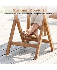 Mecale 24 in Round Solid Teak Folding Bistro Table with Footrest