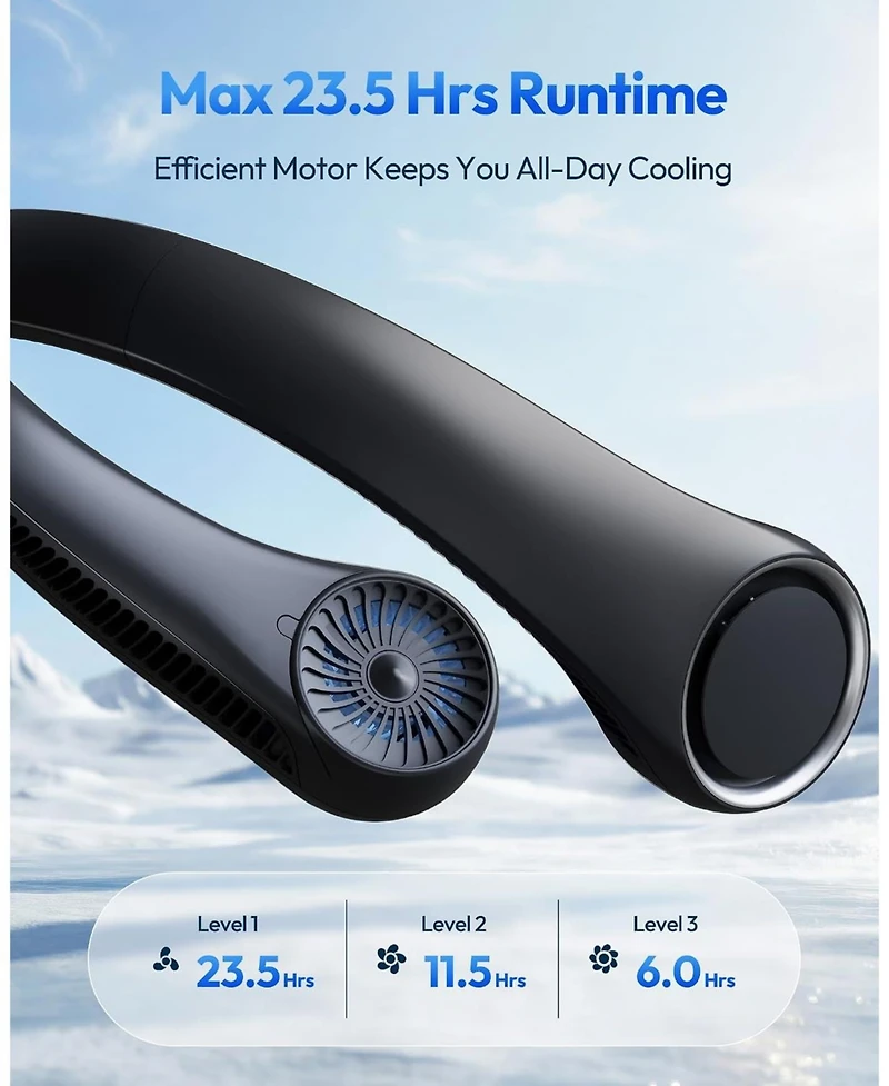 Gaiatop Portable Neck Fan Rechargeable, Hands-Free Cooling, 23.5hrs Runtime, Battery Powered Personal Wearable Fan Quiet, Summer Outdoor.
