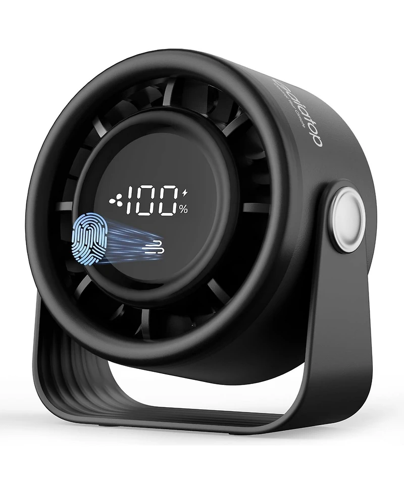 Gaiatop Small Desk Fan Rechargeable, Quiet Personal Table Fan, Touch Control Display, 360degree(s) Tilt, 5-Speed Strong Wind, 4000mAh Battery